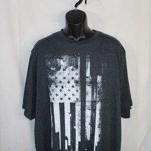 NWT Men's Apt. 9. Ultra Soft T-Shirt distressed flag patriotic grey XLT